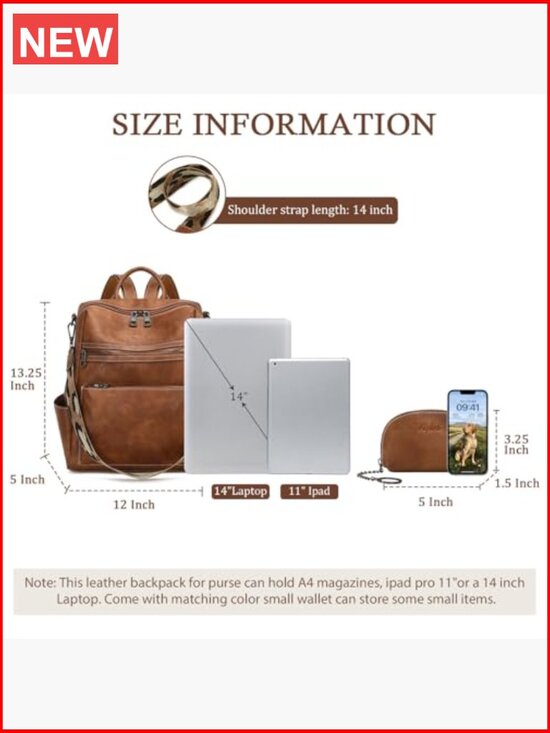 Faux Leather Fashion Backpack Purse Convertible Laptop Work Travel Handbag main image 4